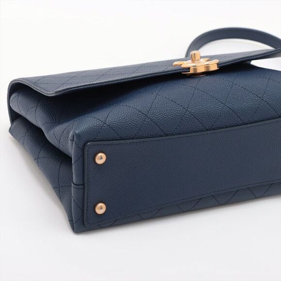 Chanel Matelasse Caviar Skin 2 Way Handbag Blue Gold Metal Fittings - Picture 2 of 6